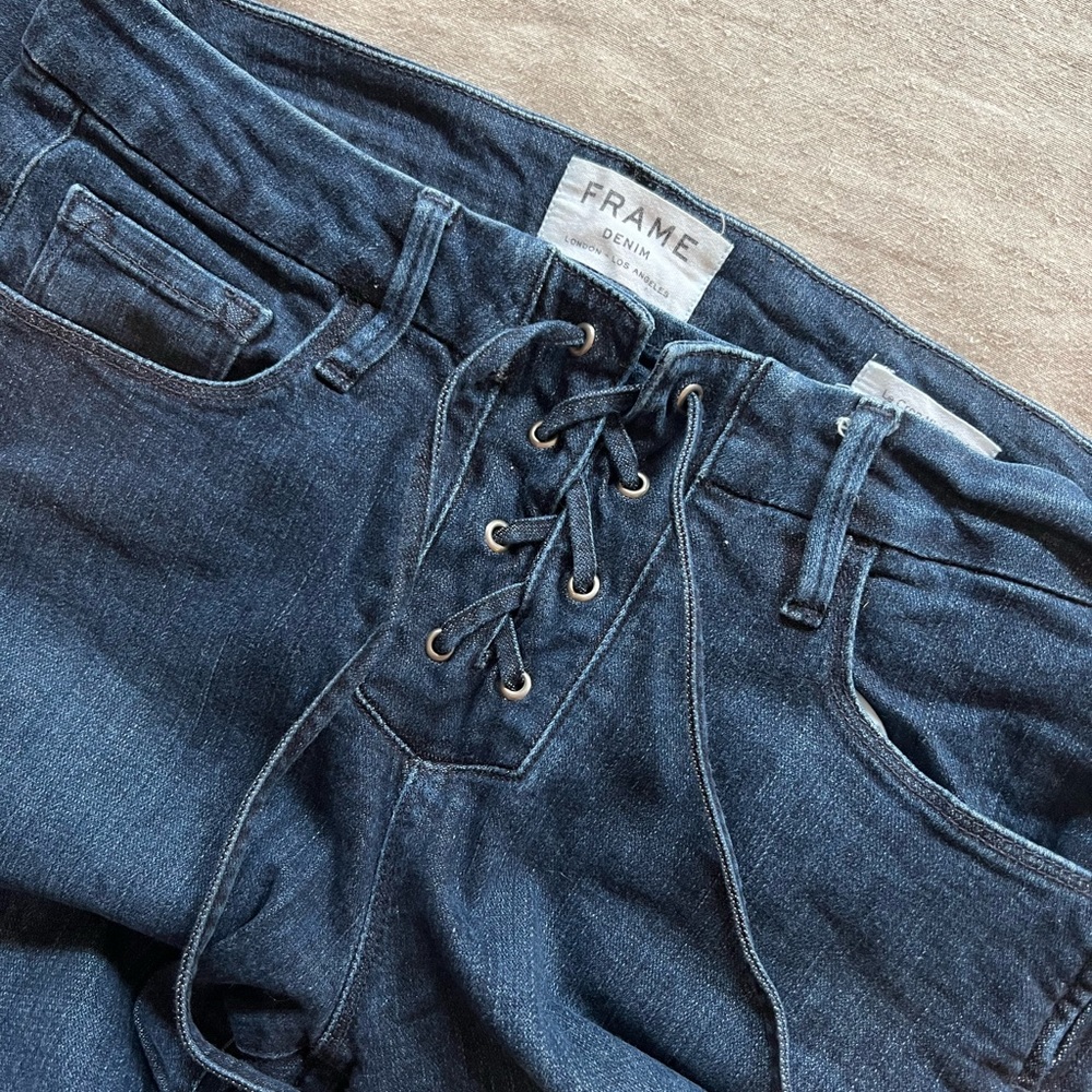 FRAME Denim “Le Crop Mini Boot” Mid-rise Straight Leg Jeans